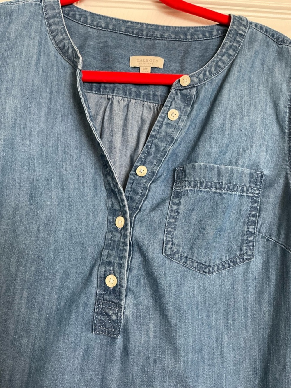 Talbots Chambray Henley Shirt - Light Blue - Picture 3 of 6